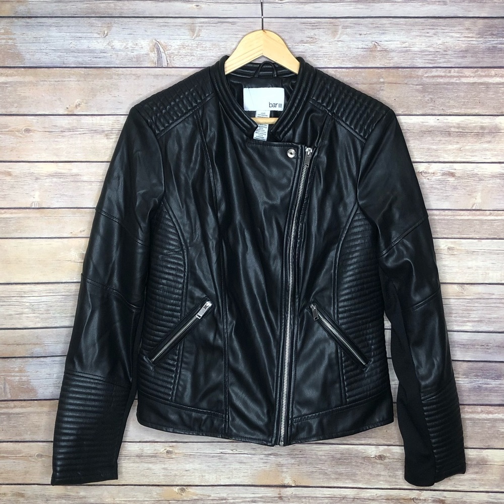 Bar III Faux Leather Moto Jacket #D6